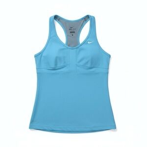 Nike Light Blue Racerback Tank Top‎ Built-In Bra Mesh Back Size Small